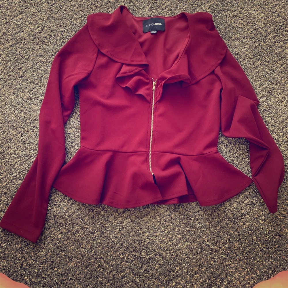 Fashion Nova zip up blouse